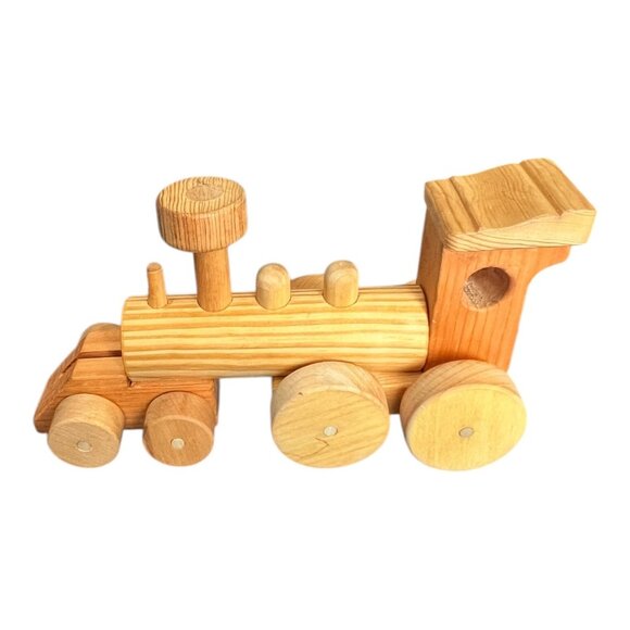 Vtg Wooden Train Set 4 Cars Rolling Locomotive Caboose Side Cars 32" Handmade - Picture 14 of 16